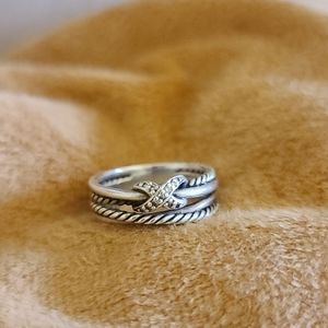 David Yurman X ring with diamonds